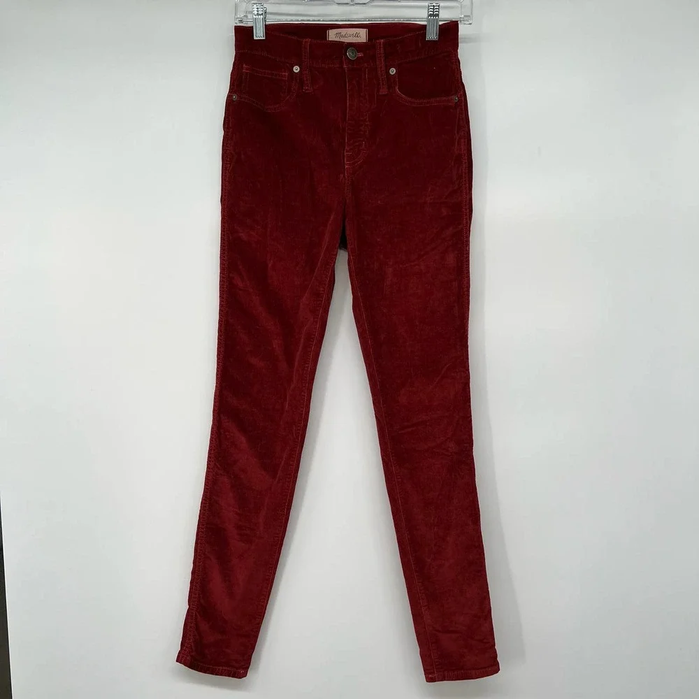 Madewell 10" High-Rise Skinny Cords Corduroy Pants Women's Size 26T Rust Orange - Picture 2 of 9